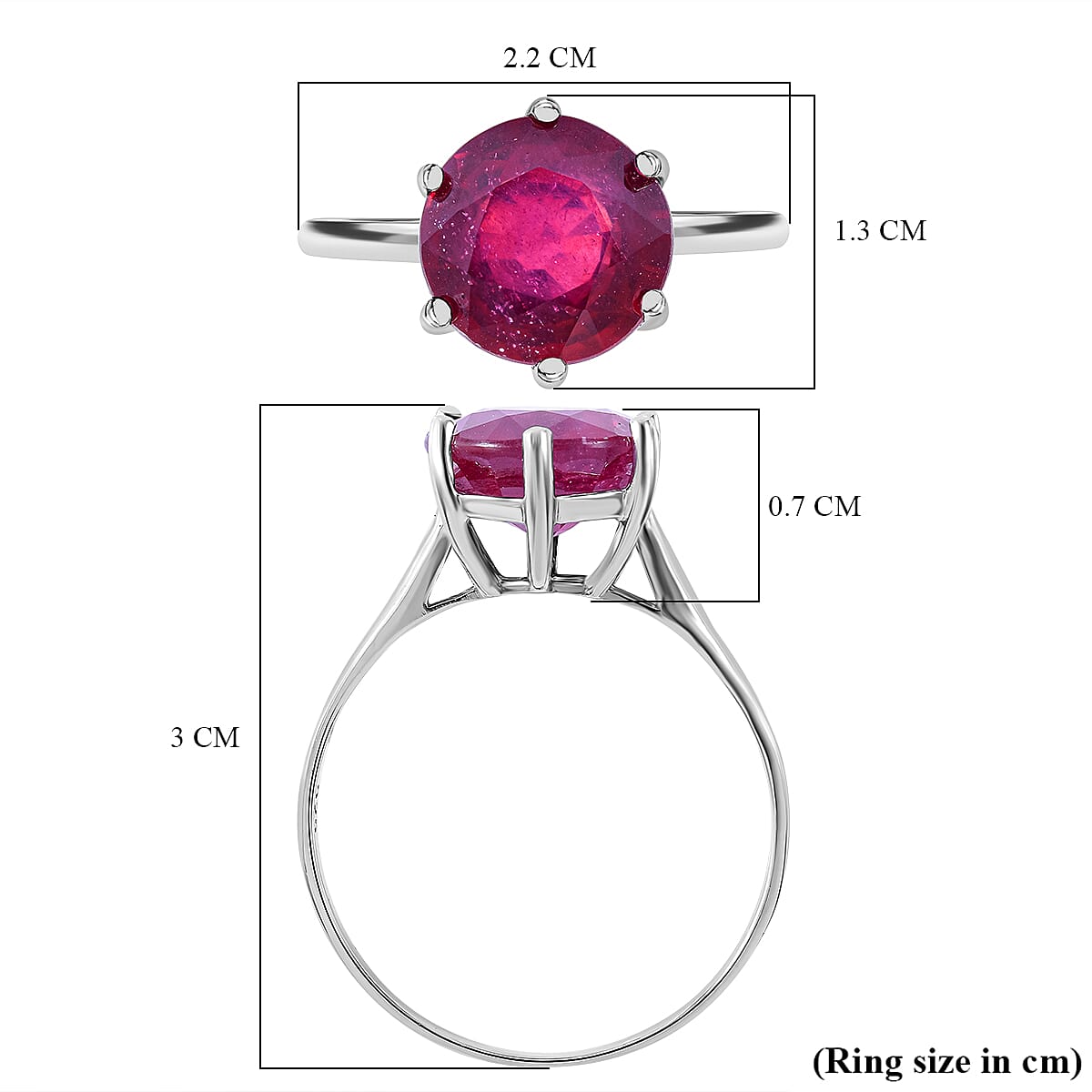 African Ruby Ring in Rhodium Overlay Sterling Silver 5.40 Ct. 7255863 5