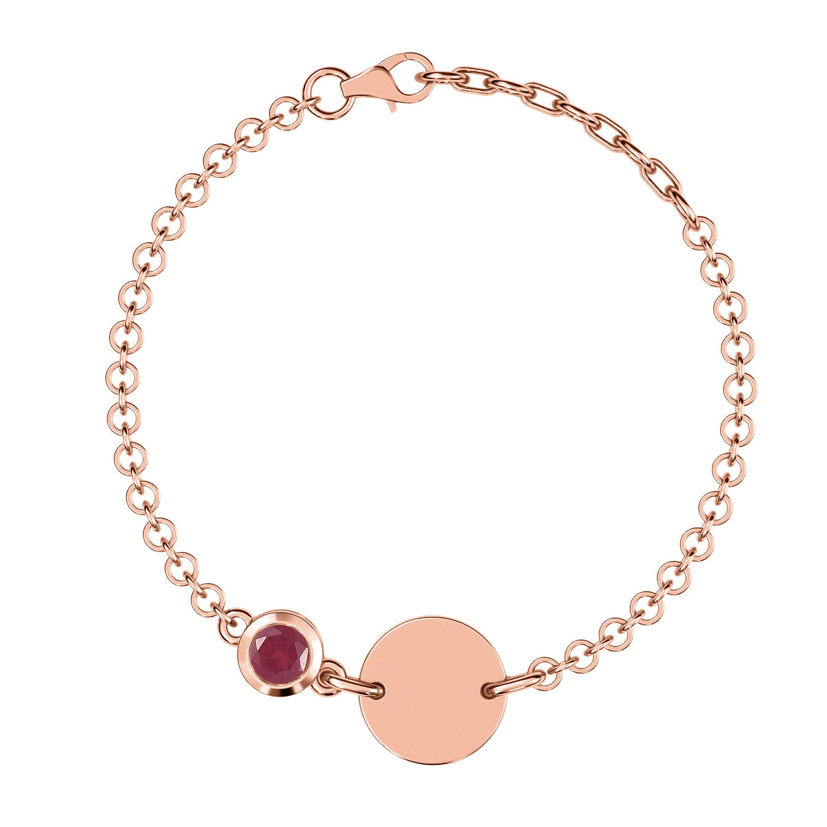 African Ruby Solitaire Bracelet in Rose Gold Plated Sterling Silver 3627352 0