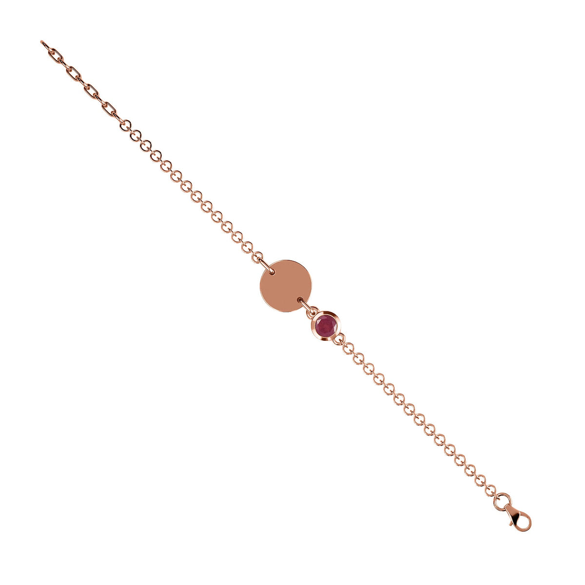 African Ruby Solitaire Bracelet in Rose Gold Plated Sterling Silver 3627352 2