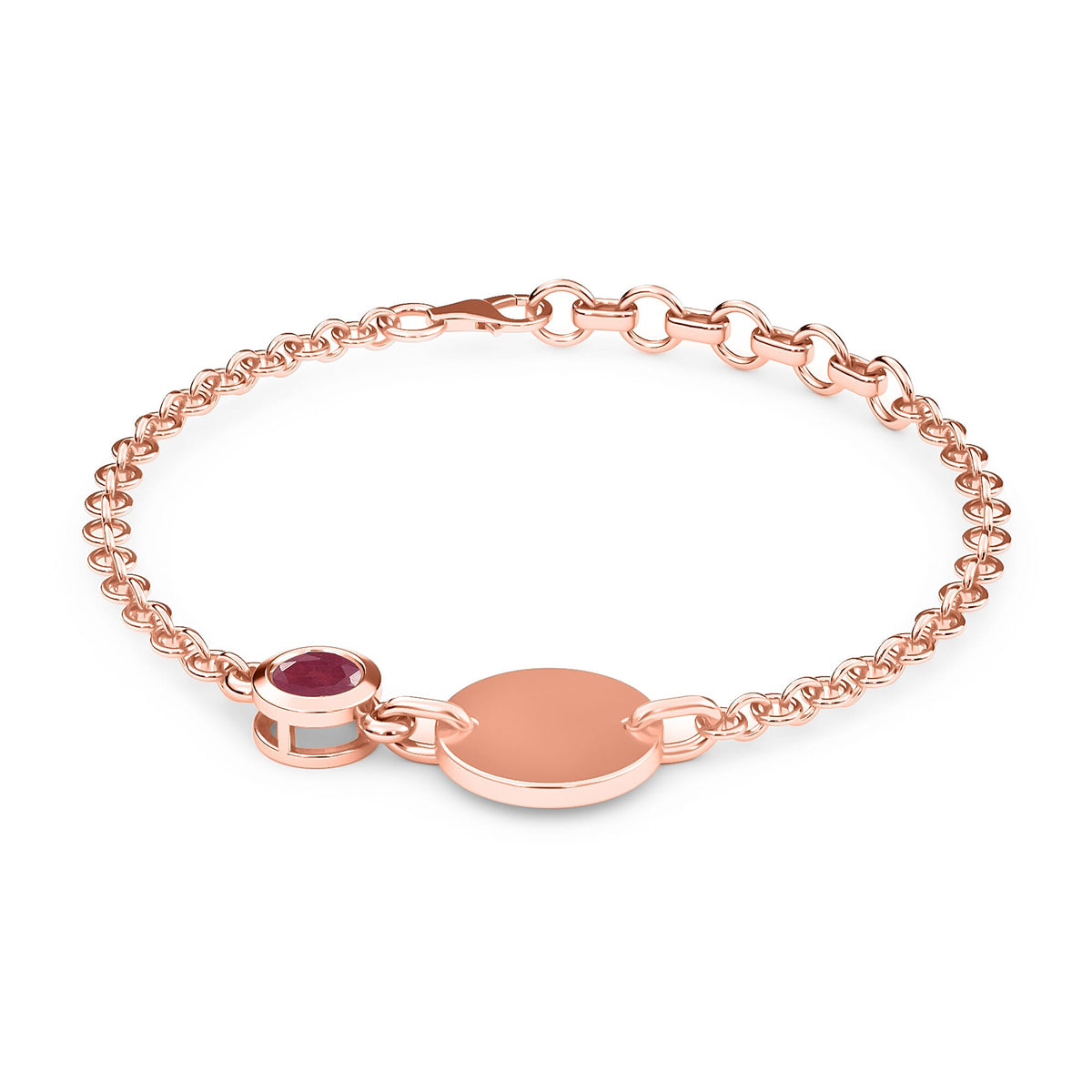 African Ruby Solitaire Bracelet in Rose Gold Plated Sterling Silver 3627352 3