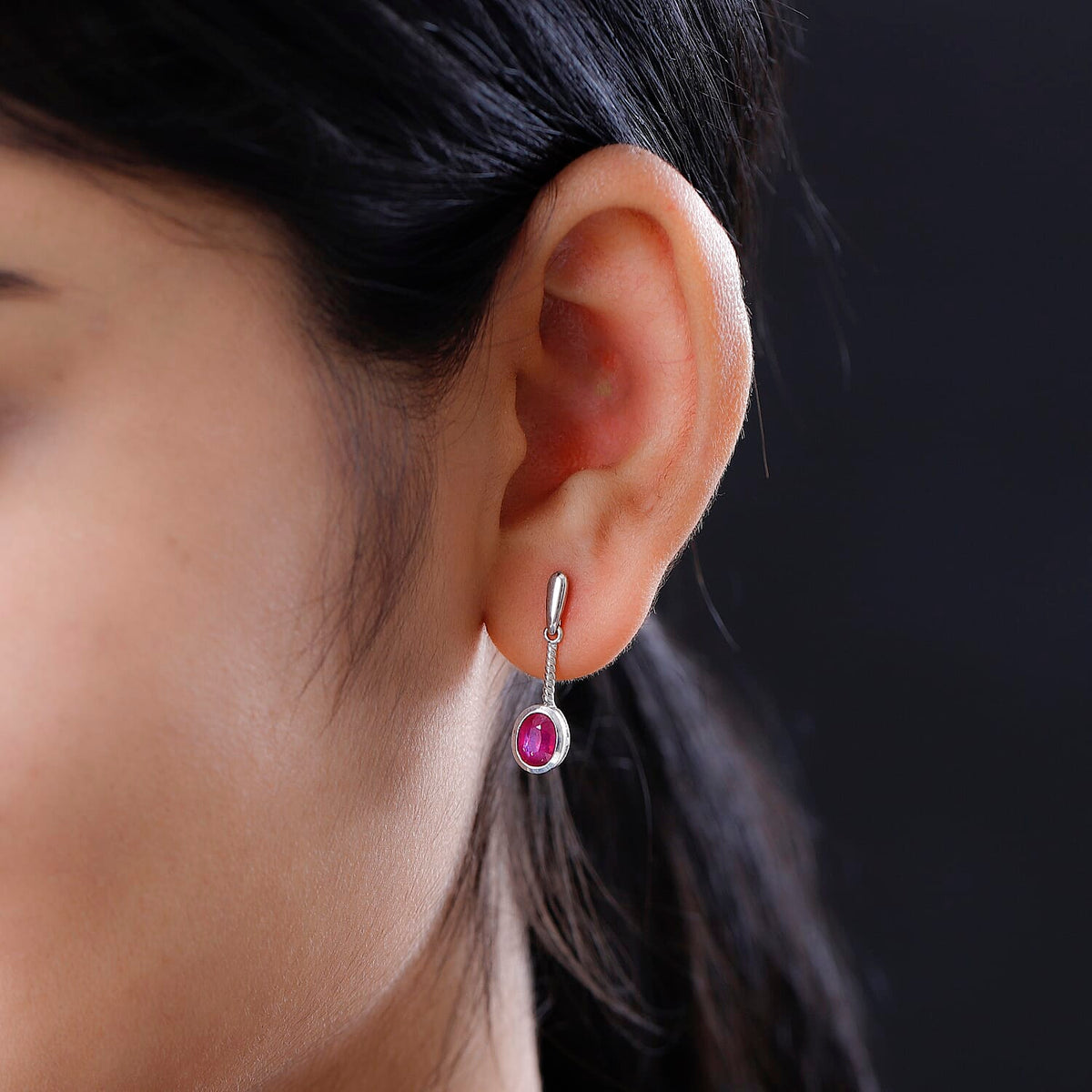 African Ruby Solitaire Earrings in Platinum Overlay Sterling Silver 2.50 Ct. 7536100 2