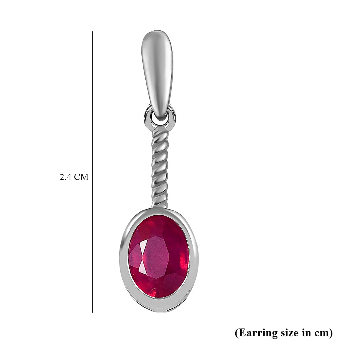 African Ruby Solitaire Earrings in Platinum Overlay Sterling Silver 2.50 Ct. 7536100 4