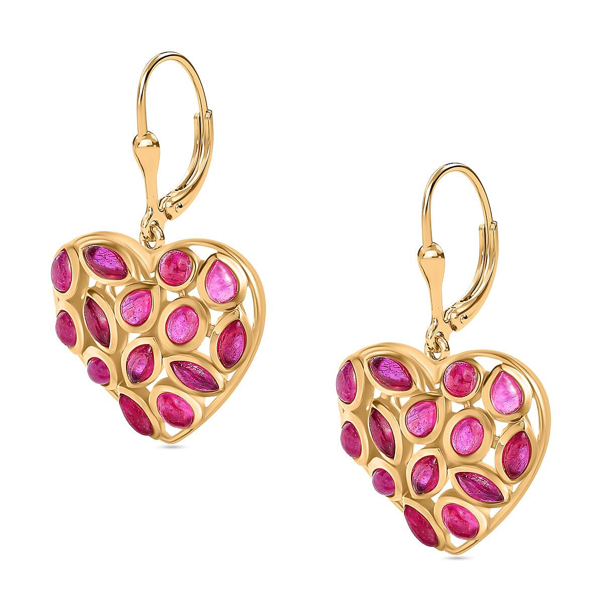 African Ruby Heart Earrings in 18K Vermeil YG Plated Sterling Silver 7.25 Ct. 7754783 4