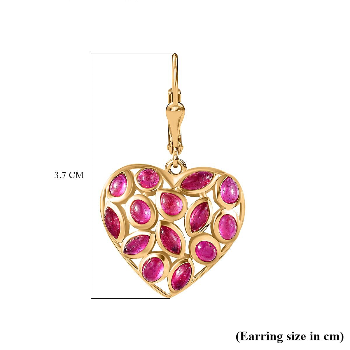 African Ruby Heart Earrings in 18K Vermeil YG Plated Sterling Silver 7.25 Ct. 7754783 7