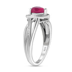 African Ruby Heart Halo Ring in Platinum Overlay Sterling Silver 1.13 Ct