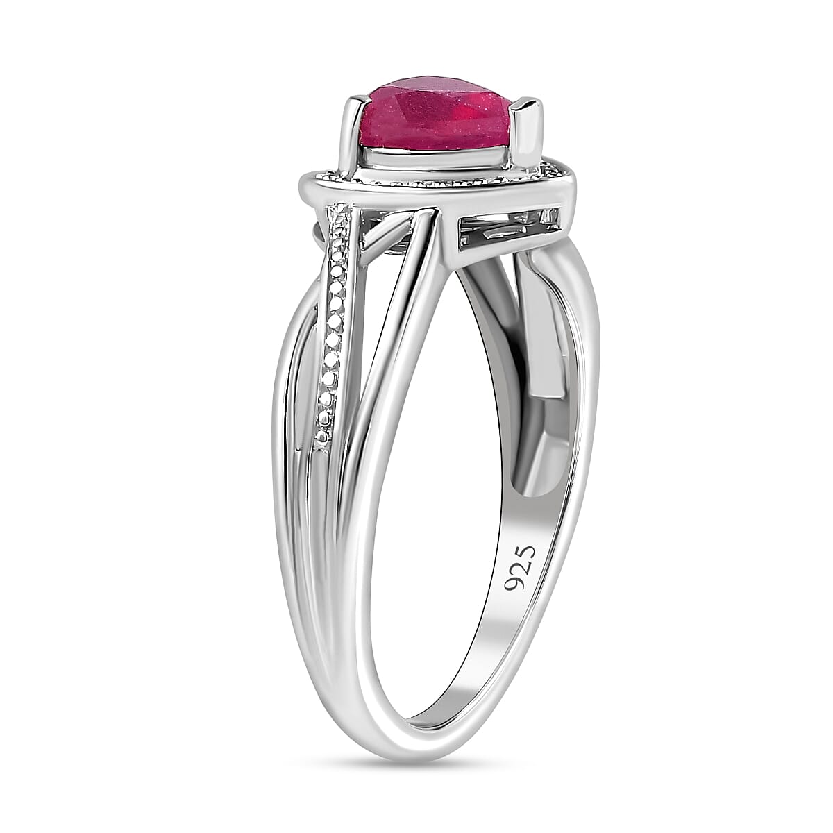 African Ruby Heart Halo Ring in Platinum Overlay Sterling Silver 1.13 Ct 7721231 2