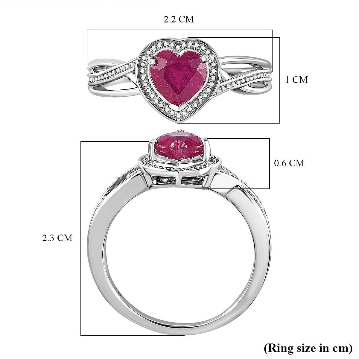 African Ruby Heart Halo Ring in Platinum Overlay Sterling Silver 1.13 Ct 7721231 4