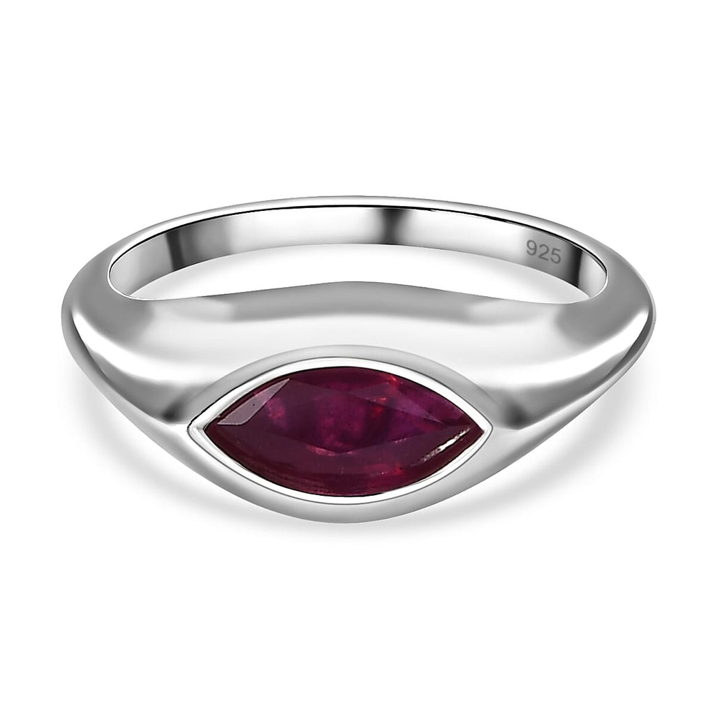 African Ruby Solitaire Ring in Platinum Overlay Sterling Silver 1.41 Ct.