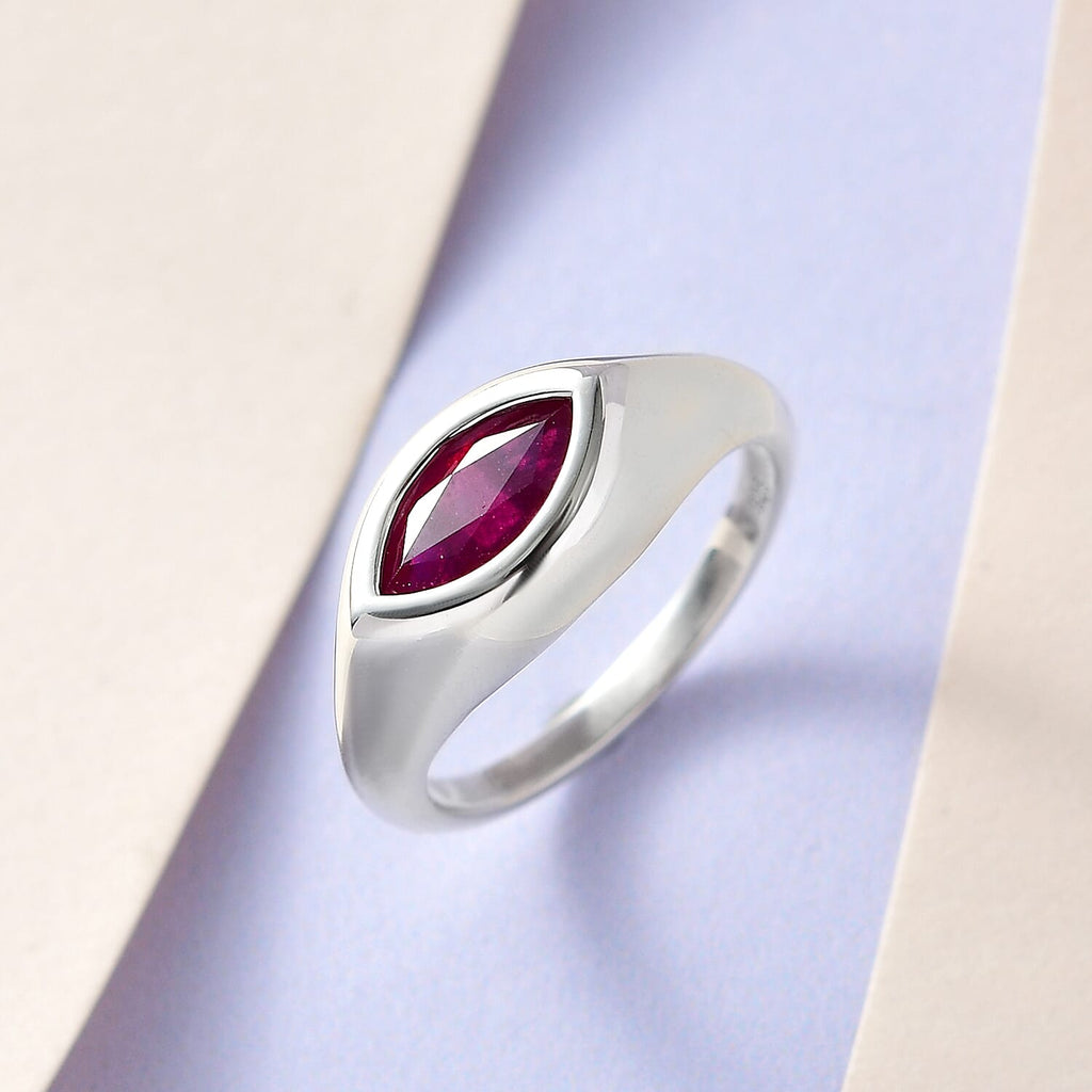 African Ruby Solitaire Ring in Platinum Overlay Sterling Silver 1.41 Ct.