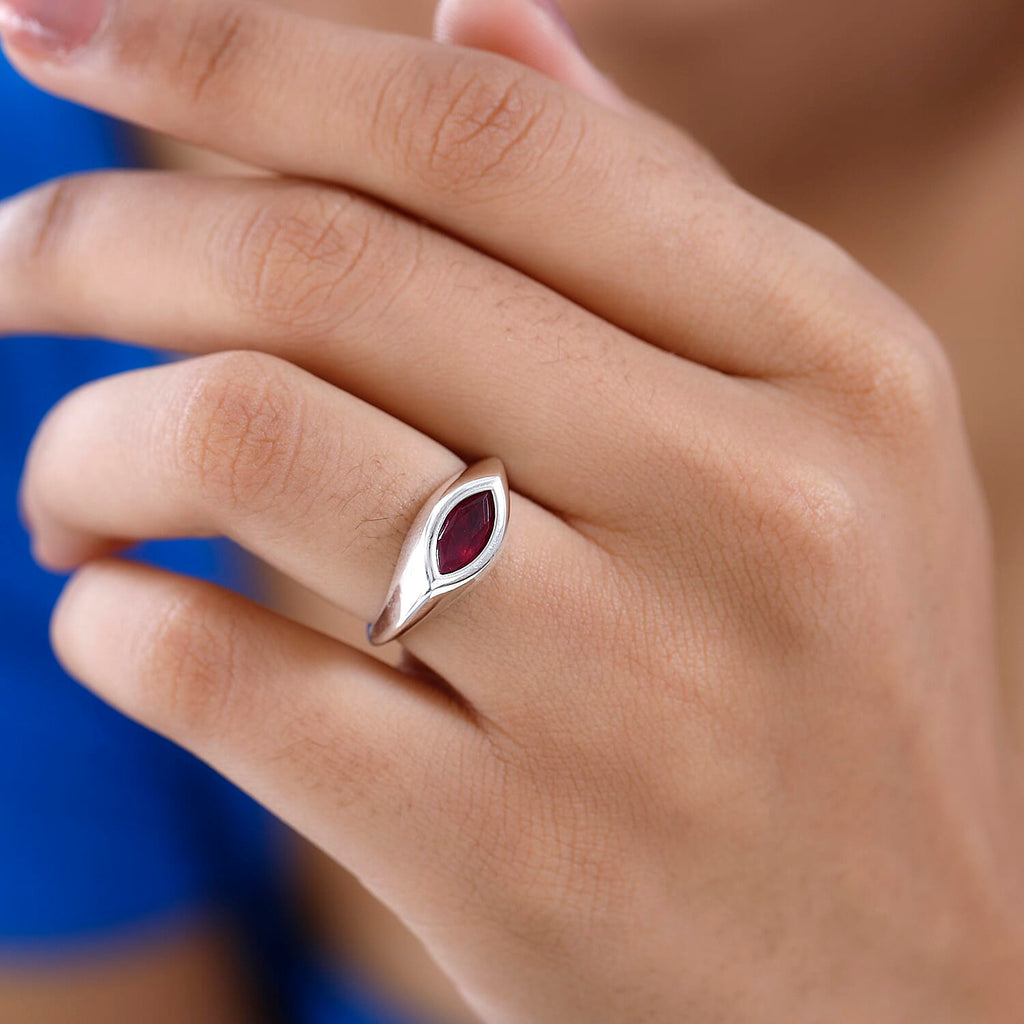 African Ruby Solitaire Ring in Platinum Overlay Sterling Silver 1.41 Ct.