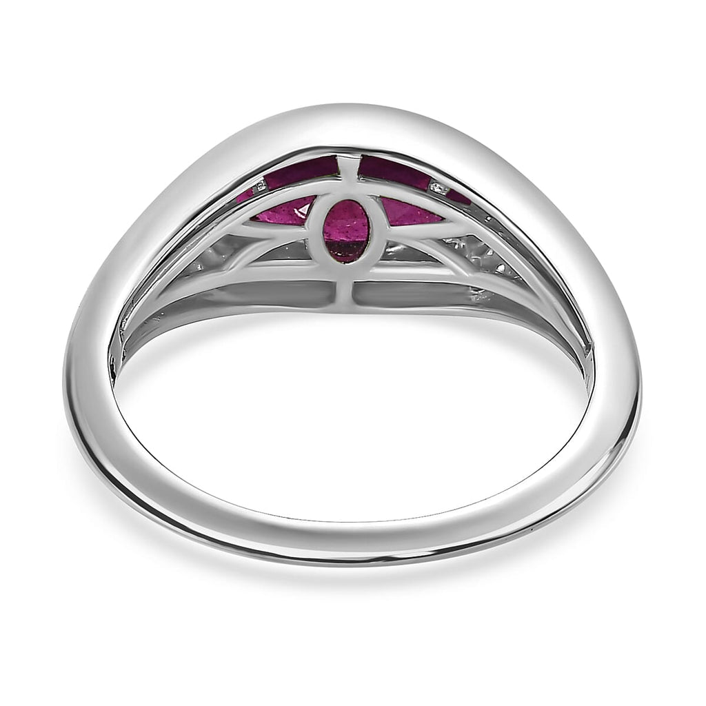 African Ruby Solitaire Ring in Platinum Overlay Sterling Silver 1.41 Ct.