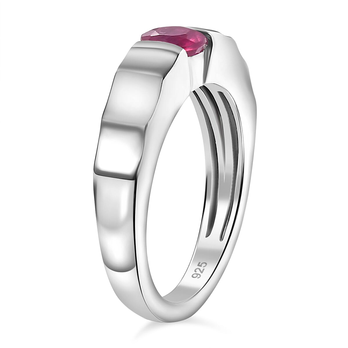 African Ruby Solitaire Ring in Rhodium Overlay Sterling Silver 7861380 3