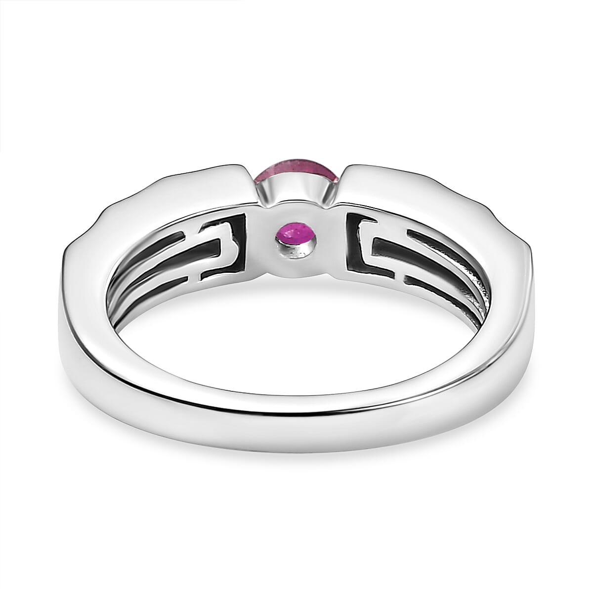 African Ruby Solitaire Ring in Rhodium Overlay Sterling Silver 7861380 4