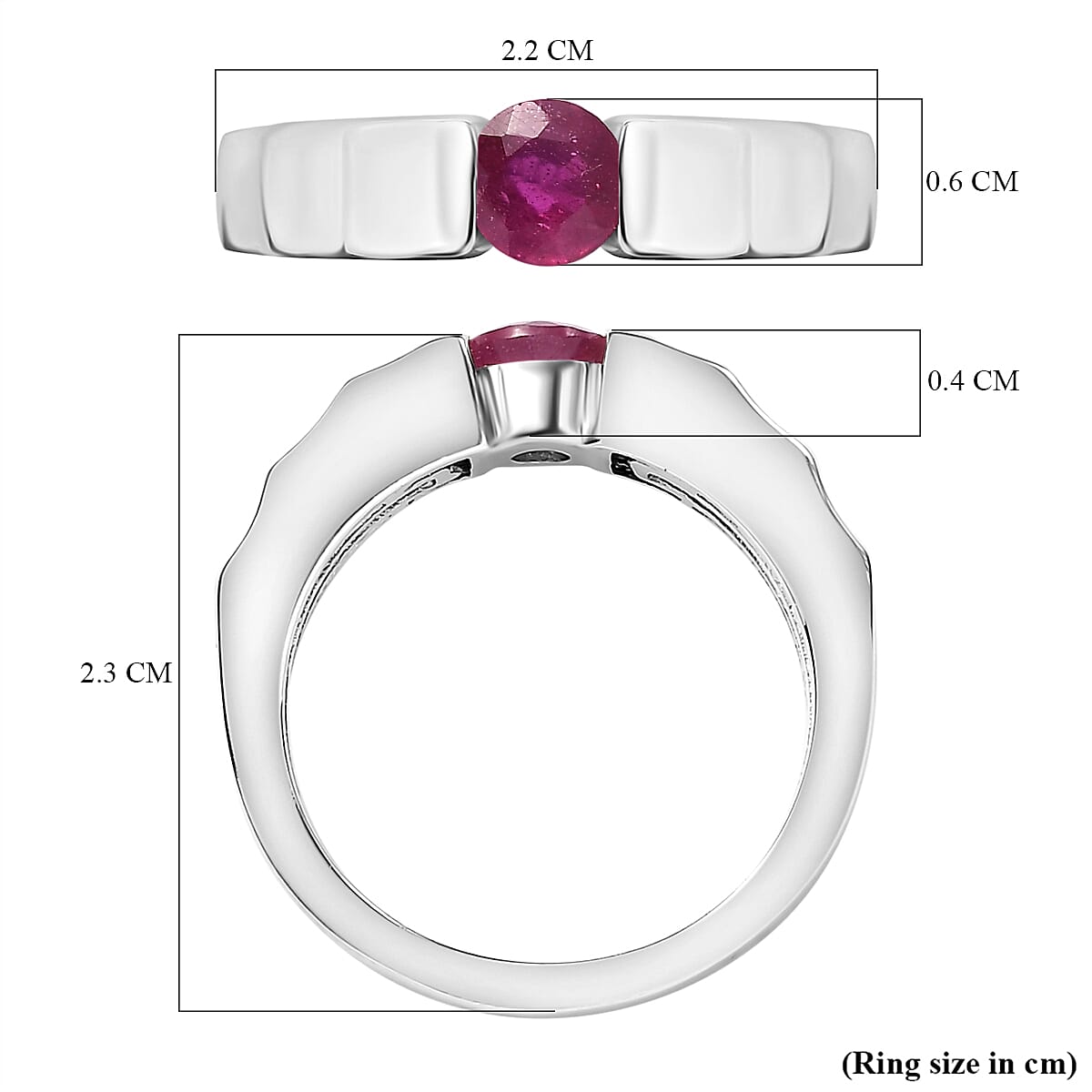 African Ruby Solitaire Ring in Rhodium Overlay Sterling Silver 7861380 5