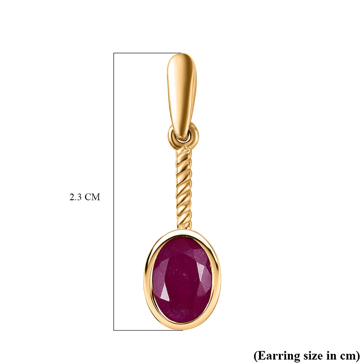 African Ruby Solitaire Dangle Earrings in 18K Yellow Gold Vermeil Plated Sterling Silver 2.36 ct. 7844249 6