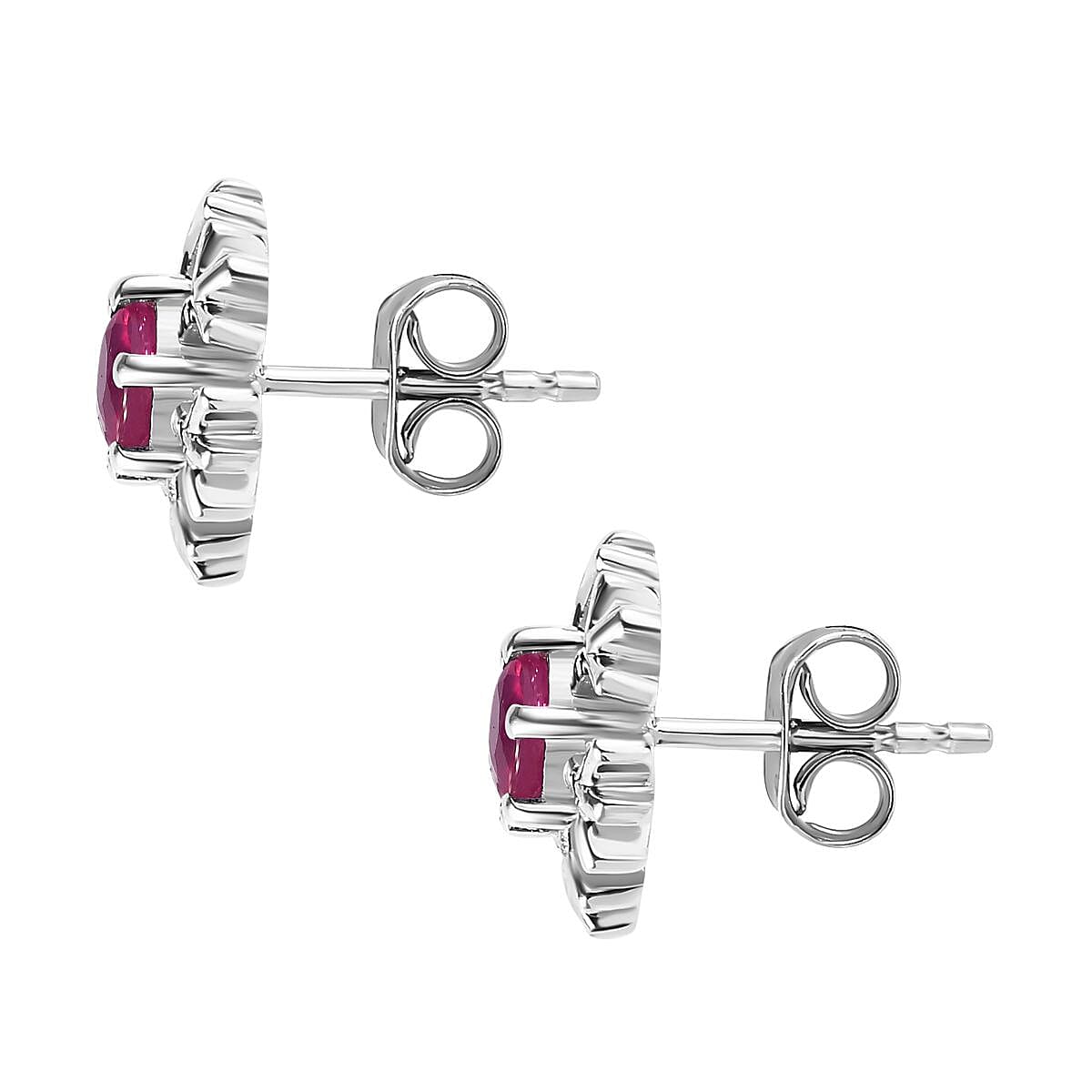 African Ruby Solitaire Snowflake Earrings in Platinum Overlay Sterling Silver 1.53 Ct. 7643173 4