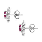 African Ruby Solitaire Snowflake Earrings in Platinum Overlay Sterling Silver 1.53 Ct.