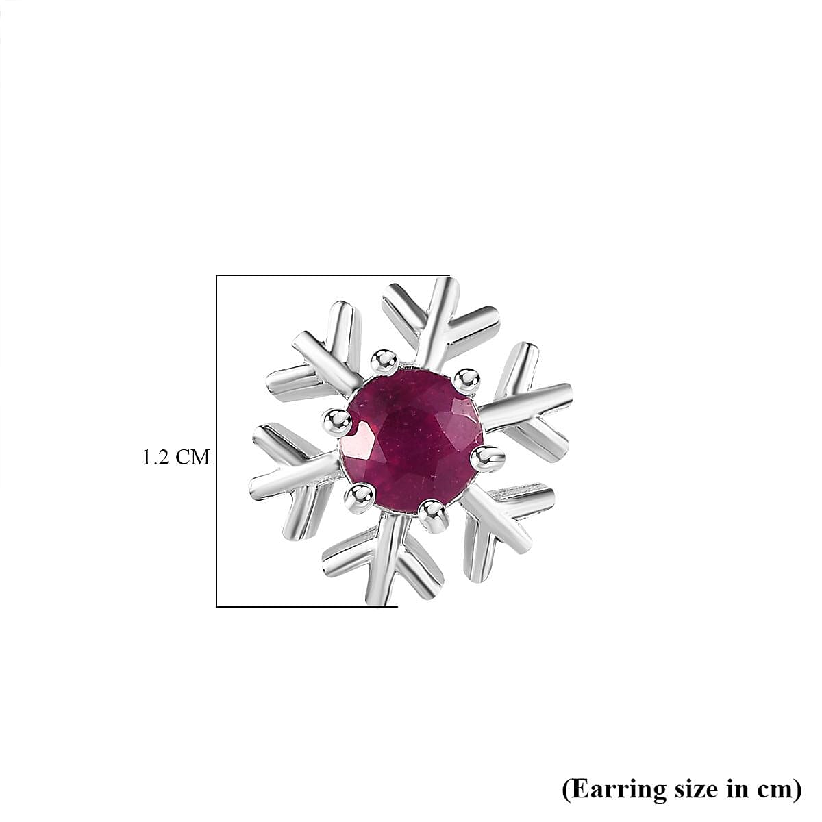 African Ruby Solitaire Snowflake Earrings in Platinum Overlay Sterling Silver 1.53 Ct. 7643173 5
