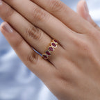 African Ruby 5 Stone Ring in 18K Vermeil Yellow Gold Plated Sterling Silver 1.68 Ct.