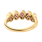 African Ruby 5 Stone Ring in 18K Vermeil Yellow Gold Plated Sterling Silver 1.68 Ct.