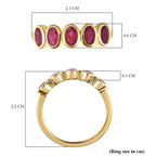 African Ruby 5 Stone Ring in 18K Vermeil Yellow Gold Plated Sterling Silver 1.68 Ct.