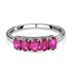 African Ruby 5 Stone Ring in Platinum Overlay Sterling Silver 1.830 Ct.