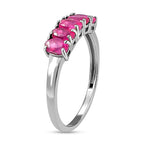 African Ruby 5 Stone Ring in Platinum Overlay Sterling Silver 1.830 Ct.