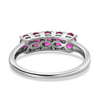 African Ruby 5 Stone Ring in Platinum Overlay Sterling Silver 1.830 Ct.