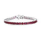 African Ruby Tennis Bracelet (Size - 8) with GB Lock Box in Rhodium Overlay Sterling Silver 22.85 Ct, Silver Wt. 12.42 Gms.