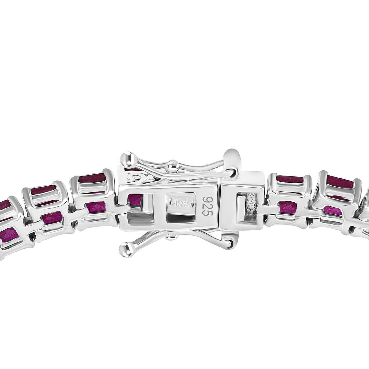 African Ruby Tennis Bracelet (Size - 7) with GB Lock Box in Rhodium Overlay Sterling Silver 22.23 Ct, Silver Wt. 9.64 Gms. 8102442 7