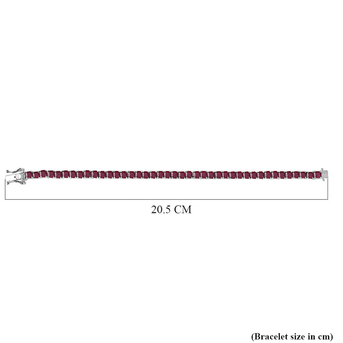 African Ruby Tennis Bracelet (Size - 7) with GB Lock Box in Rhodium Overlay Sterling Silver 22.23 Ct, Silver Wt. 9.64 Gms. 8102442 9