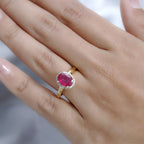 African Ruby & Diamond Ring in 18K Vermeil Yellow Gold Plated Sterling Silver 2.71 Ct