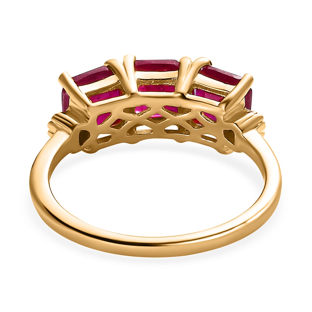 African Ruby and Diamond Ring in 18K Yellow Gold Vermeil Sterling Silver 2.92 Ct. 7519599 4