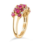 African Ruby, White Zircon Band Ring in 18K Vermeil Yellow Gold Plated Ct 2.30.