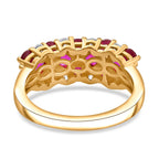 African Ruby, White Zircon Band Ring in 18K Vermeil Yellow Gold Plated Ct 2.30.