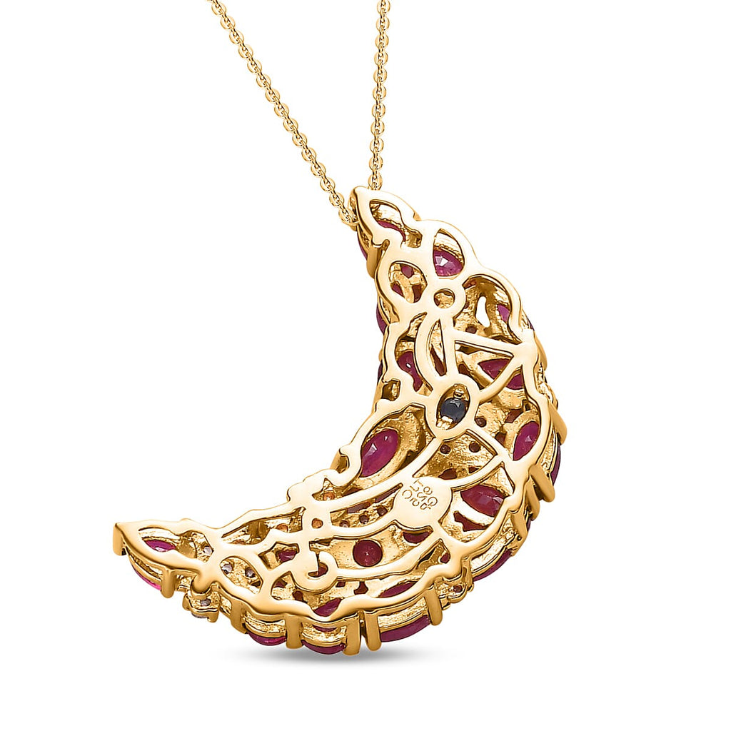 GP Celestial Dream Collection - African Ruby & Zircon Pendant with Chain (Size 20) in Platinum Overlay Sterling Silver 3.45 Ct, Silver Wt. 5.20 Gm