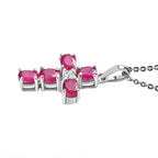 Close Out Deal- Premium African Ruby and Natural Cambodian Zircon Cross Pendant with Chain (Size 20) in Platinum Overlay Sterling Silver 1.35 Ct