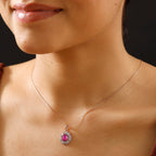 African Ruby, White Zircon  Cluster Pendant in 18K RG Vermeil Sterling Silver 2.590  Ct.