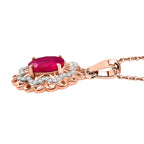 African Ruby, White Zircon  Cluster Pendant in 18K RG Vermeil Sterling Silver 2.590  Ct.