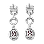 African Ruby & White Zircon Dangling Earring with Push Back in Rhodium Overlay Sterling Silver 3.40 Ct.