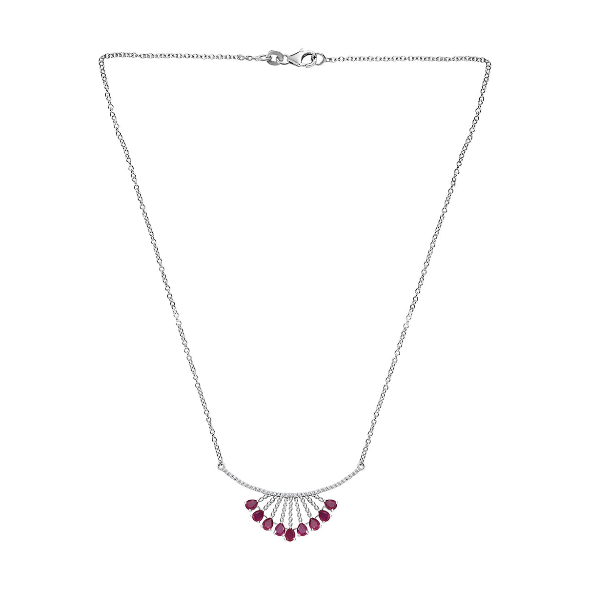 African Ruby &amp; Natural Zircon Necklace (Size - 20) in Platinum Overlay Sterling Silver 5.38 Ct, Silver Wt 6.93 GM 7712922 5