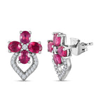 African Ruby and Natural Zircon Earrings in Platinum Overlay Sterling Silver 4.34 Ct