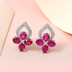 African Ruby and Natural Zircon Earrings in Platinum Overlay Sterling Silver 4.34 Ct