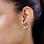 African Ruby and Natural Zircon Earrings in Platinum Overlay Sterling Silver 4.34 Ct