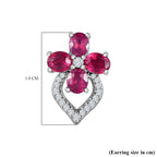 African Ruby and Natural Zircon Earrings in Platinum Overlay Sterling Silver 4.34 Ct