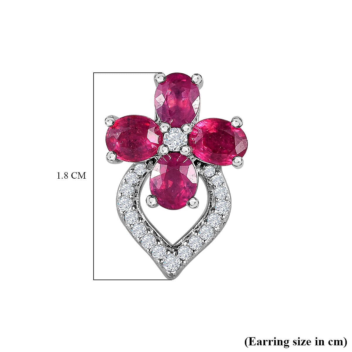 African Ruby and Natural Zircon Earrings in Platinum Overlay Sterling Silver 4.34 Ct 7320551 5