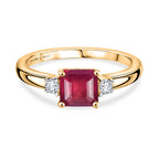 RACHEL GALLEY African Ruby & White Zircon Ring in 18K Vermeil Yellow Gold Plated Sterling Silver 1.91 Ct.