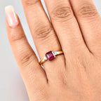 RACHEL GALLEY African Ruby & White Zircon Ring in 18K Vermeil Yellow Gold Plated Sterling Silver 1.91 Ct.