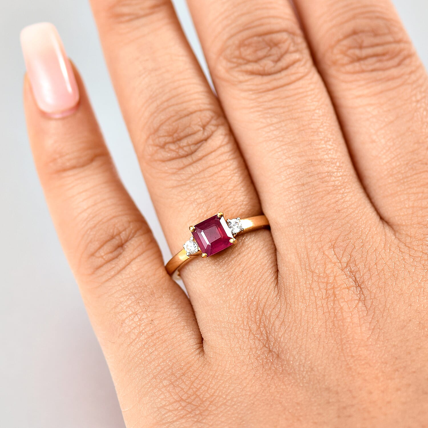 RACHEL GALLEY African Ruby &amp; White Zircon Ring in 18K Vermeil Yellow Gold Plated Sterling Silver 1.91 Ct. 8070355 5