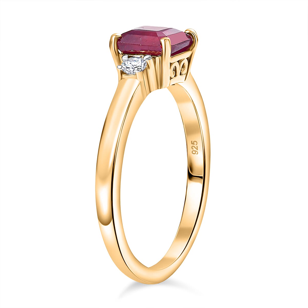 RACHEL GALLEY African Ruby &amp; White Zircon Ring in 18K Vermeil Yellow Gold Plated Sterling Silver 1.91 Ct. 8070355 7